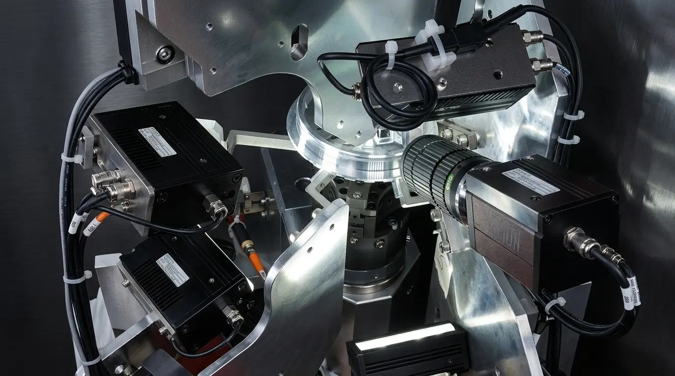 Dettaglio delle telecamere e dell'illuminazione Magpie nel video demo Tecnopress